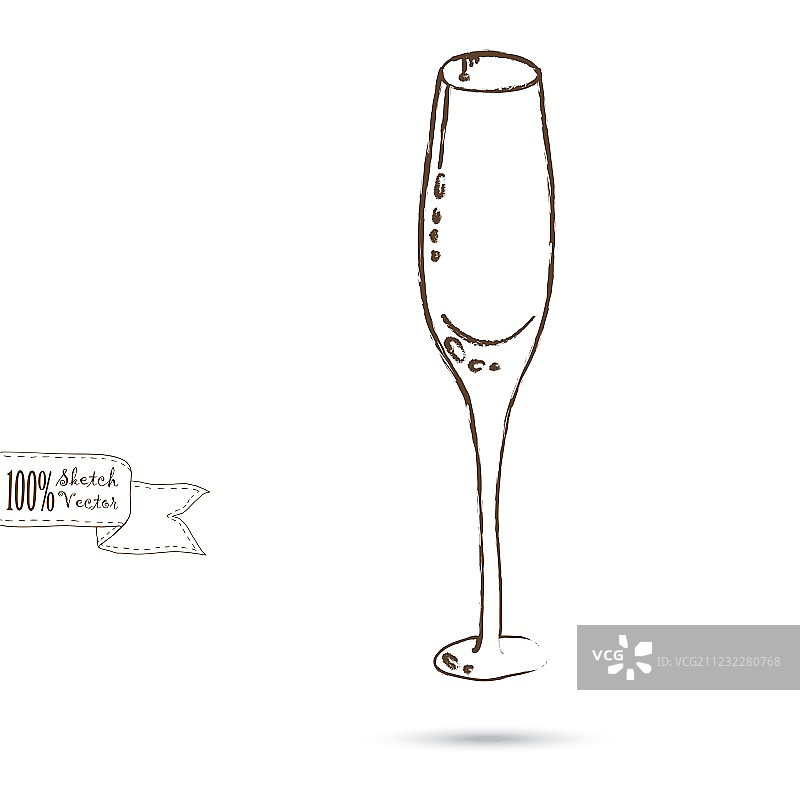 白色背景下的葡萄酒杯素描图片素材