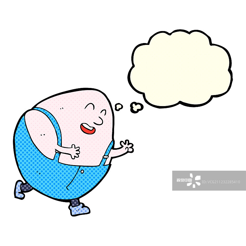 卡通Humpty Dumpty角色与思考图片素材