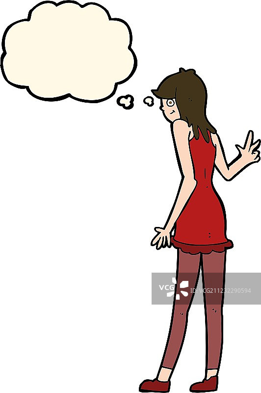 卡通女人挥舞着思想泡泡图片素材