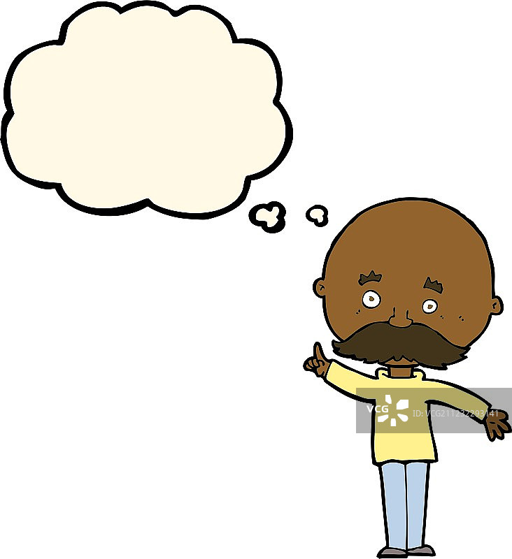 有想法的卡通秃头男人和想法泡泡图片素材