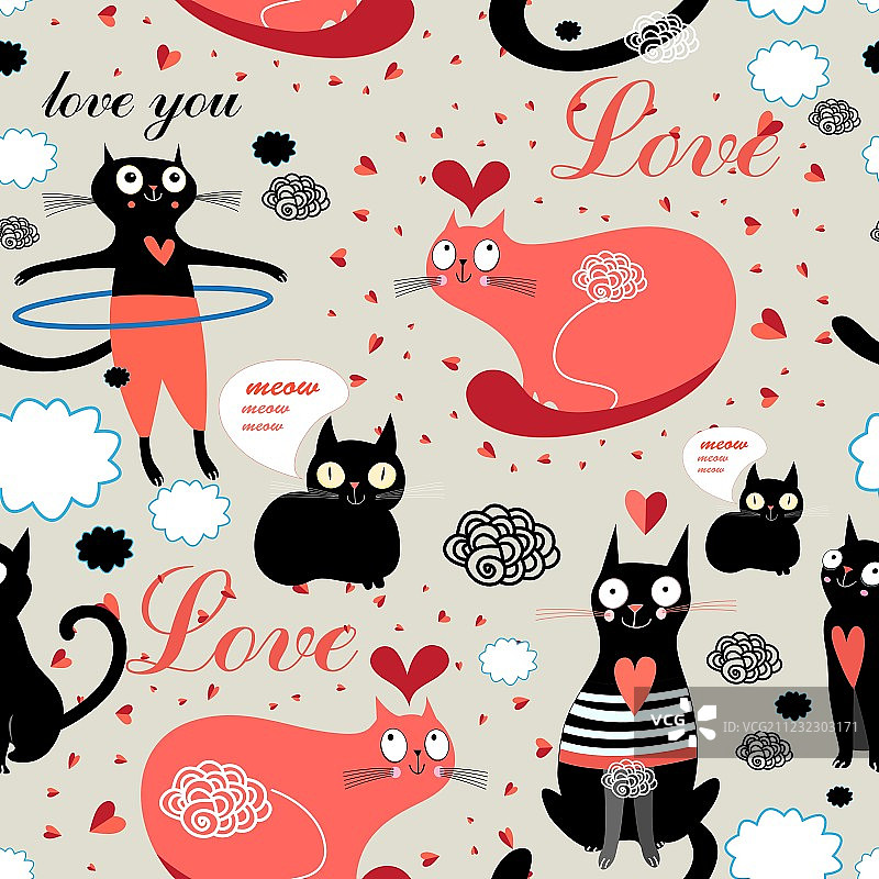 情侣猫图案图片素材