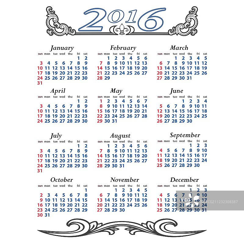 一年四季鲜花时尚日历图片素材