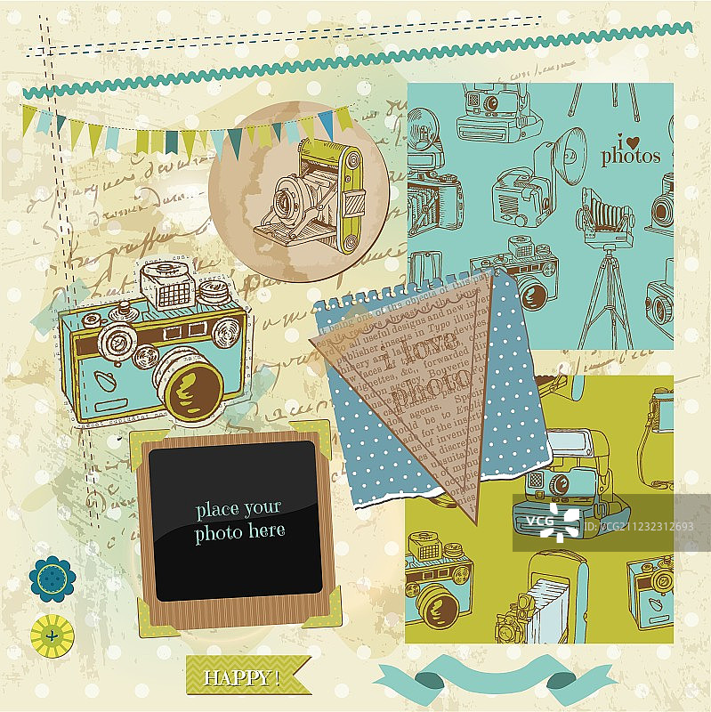 剪贴簿设计元素 - 复古照相机图片素材