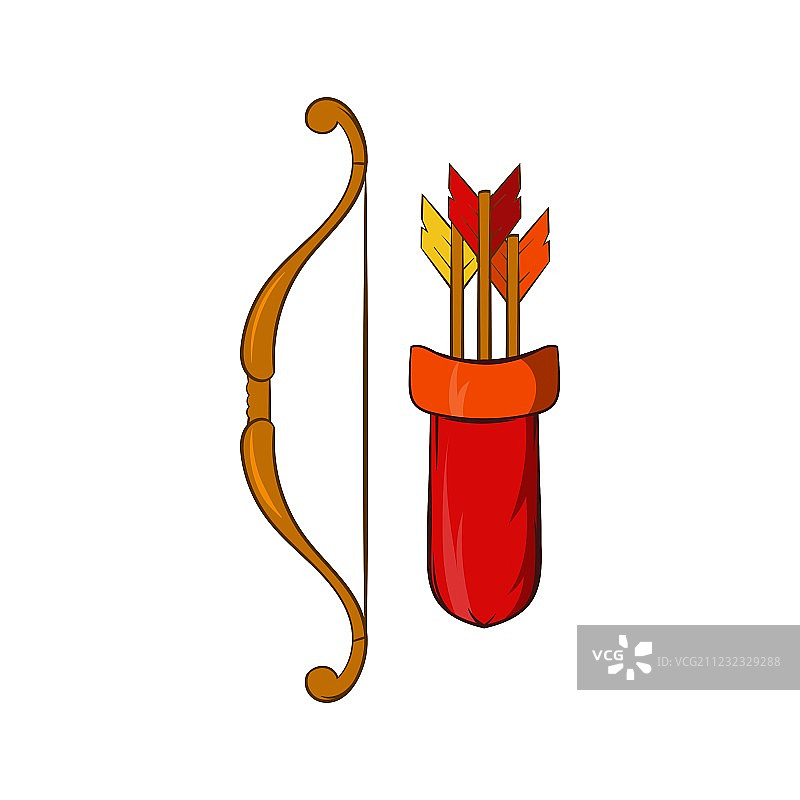 带箭和箭袋的中世纪弓箭图标图片素材