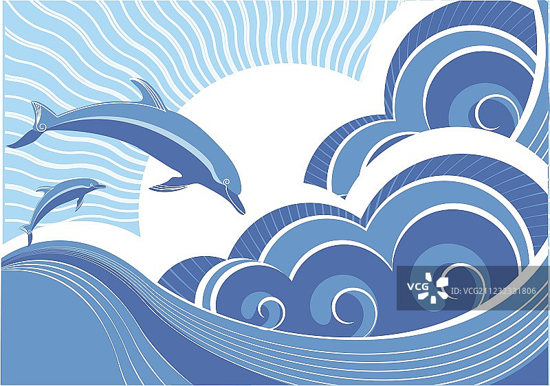 海豚海景图片素材