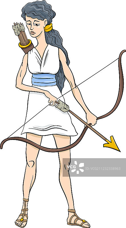 希腊女神阿尔忒弥斯卡通图片素材