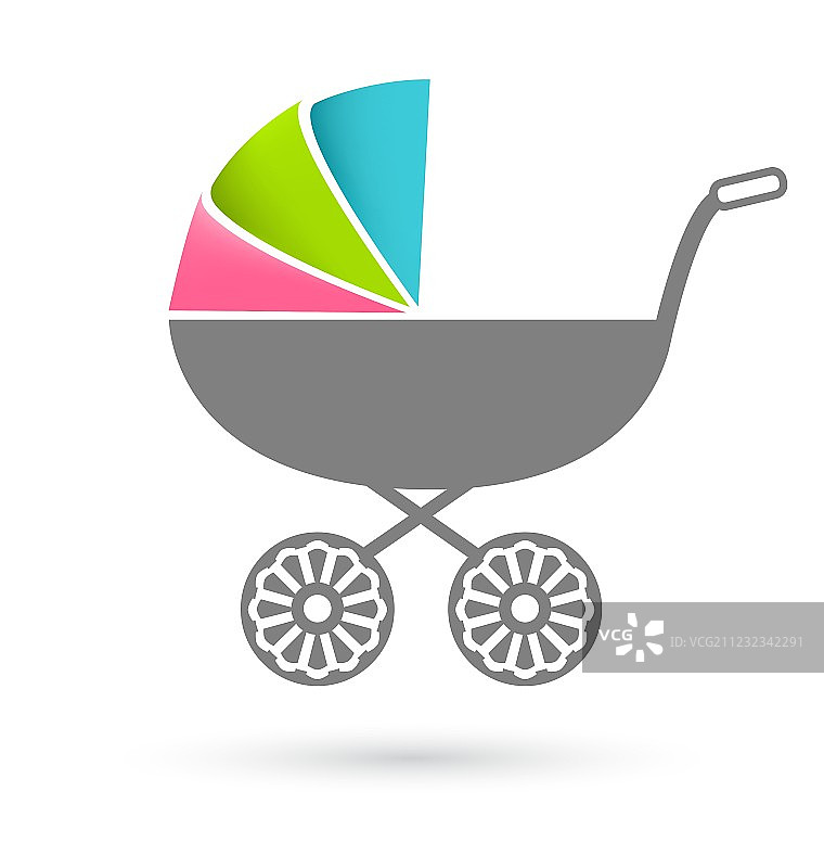 白色背景上的婴儿车图标图片素材