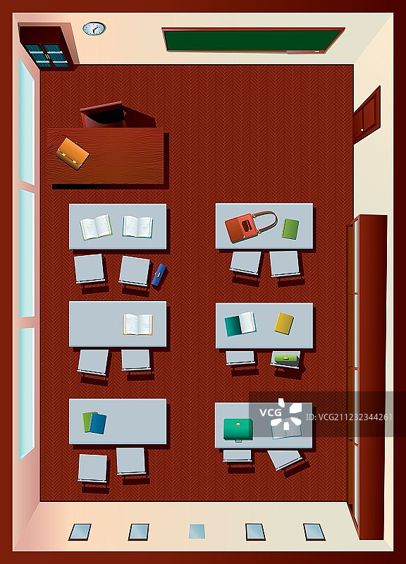 教室的详细鸟瞰图图片素材