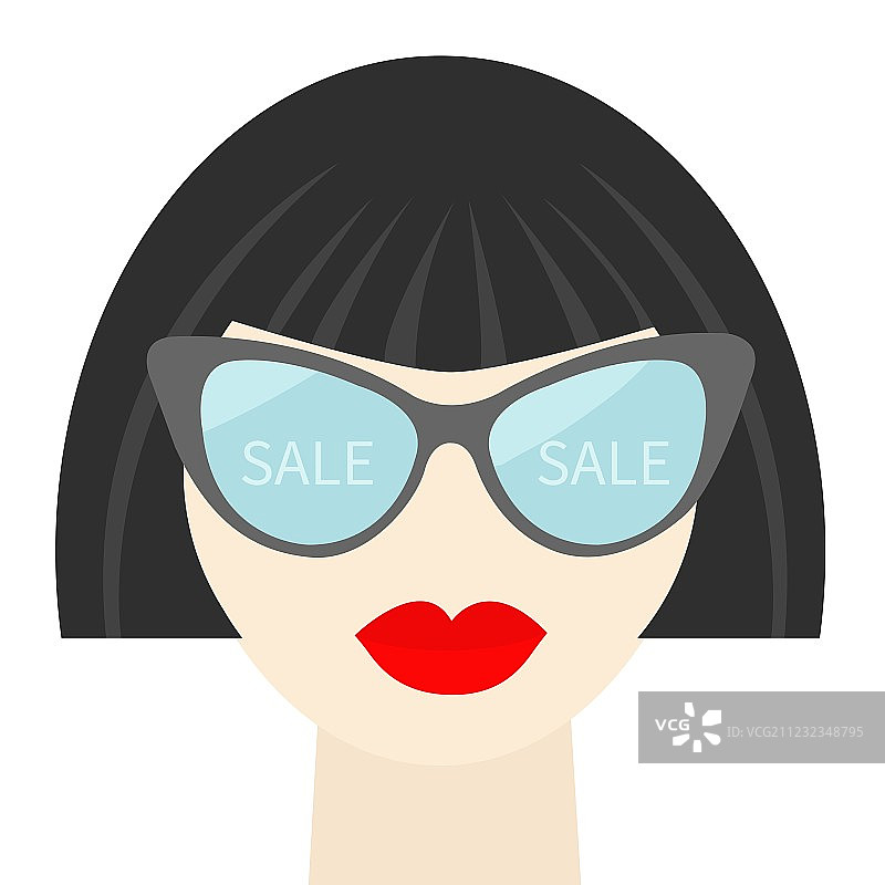 涂着性感红唇的时尚黑发女人面部图片素材