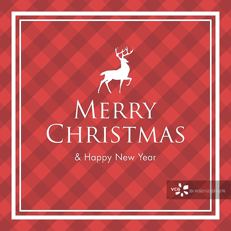 圣诞贺卡：小鹿和方格图案图片素材