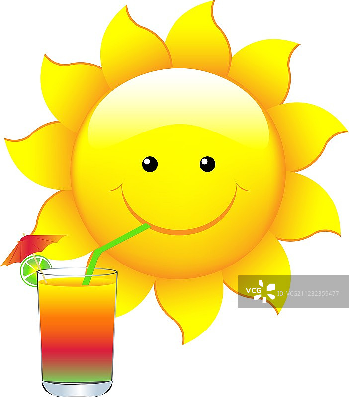 带鸡尾酒的太阳图片素材