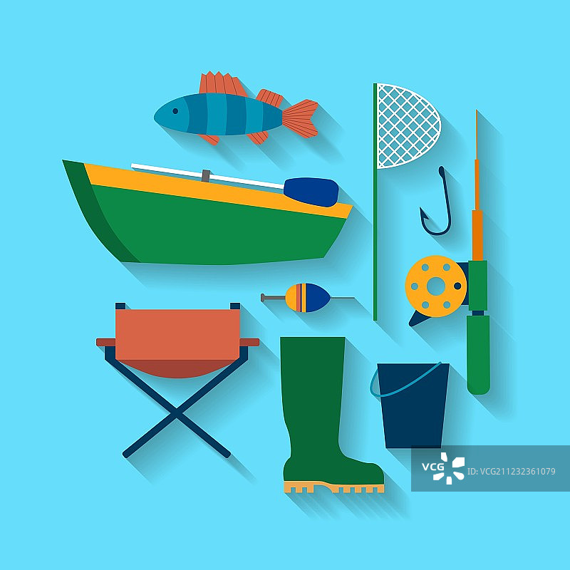 扁平风格钓鱼设计概念图片素材
