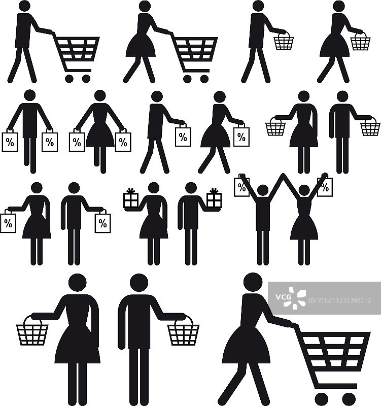 购物人群图标集图片素材