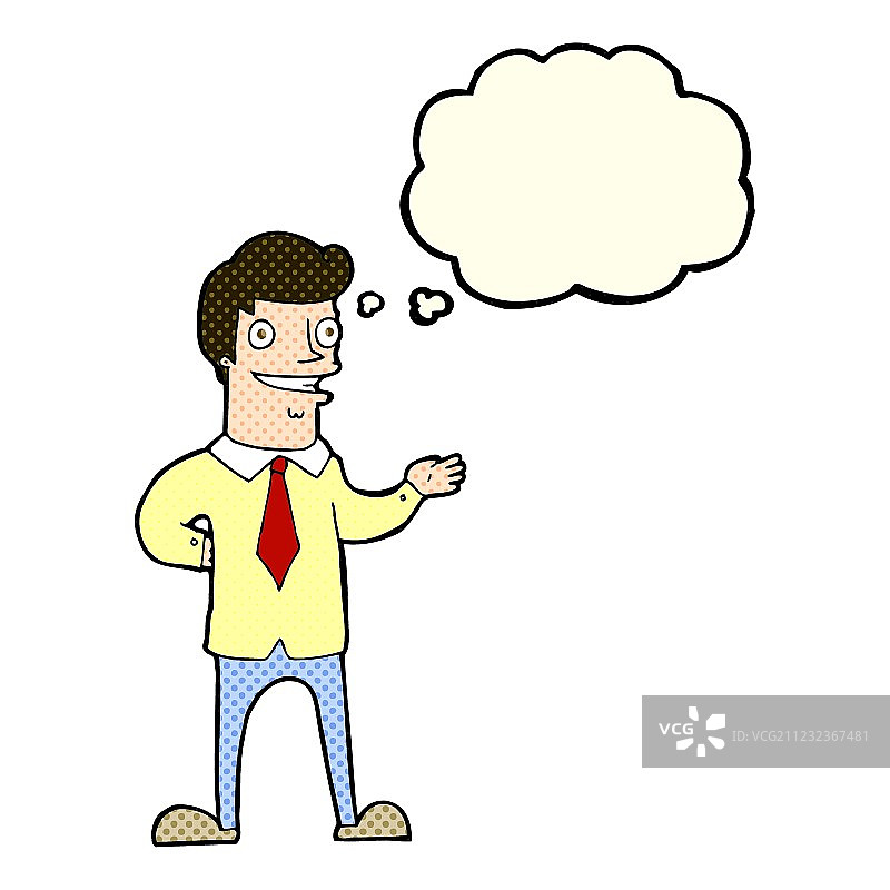 卡通推销员与思考气泡图片素材