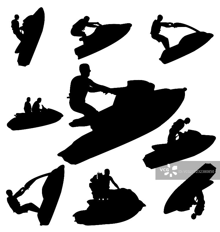 水上摩托艇剪影图片素材