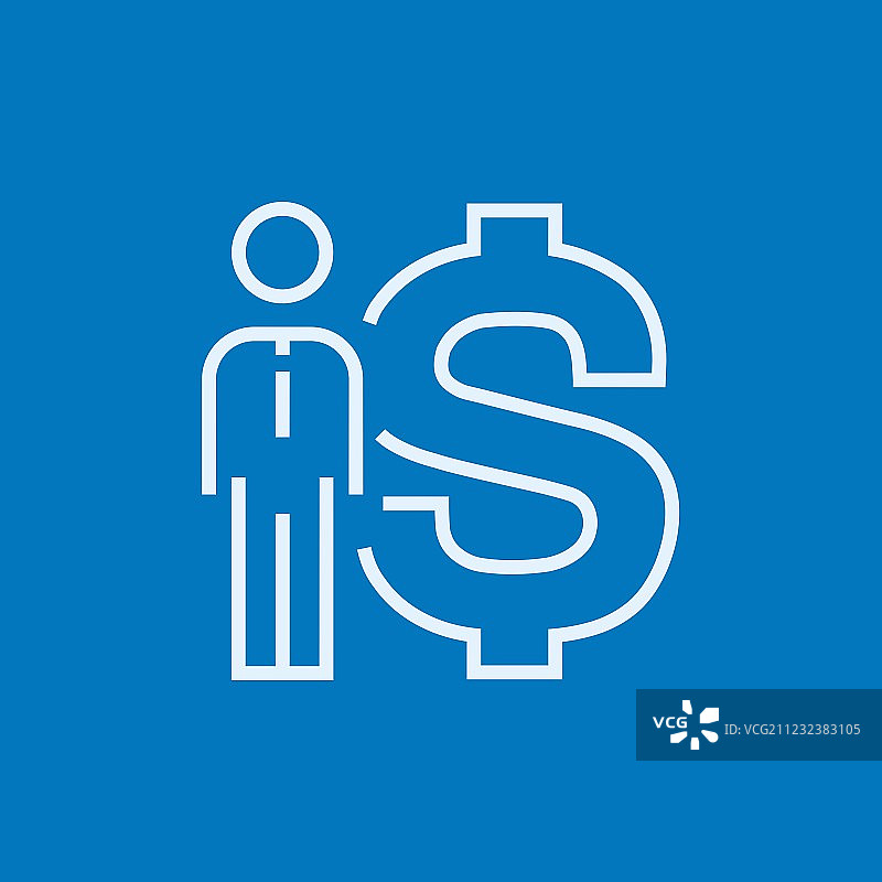 站在美元符号旁的商人图片素材