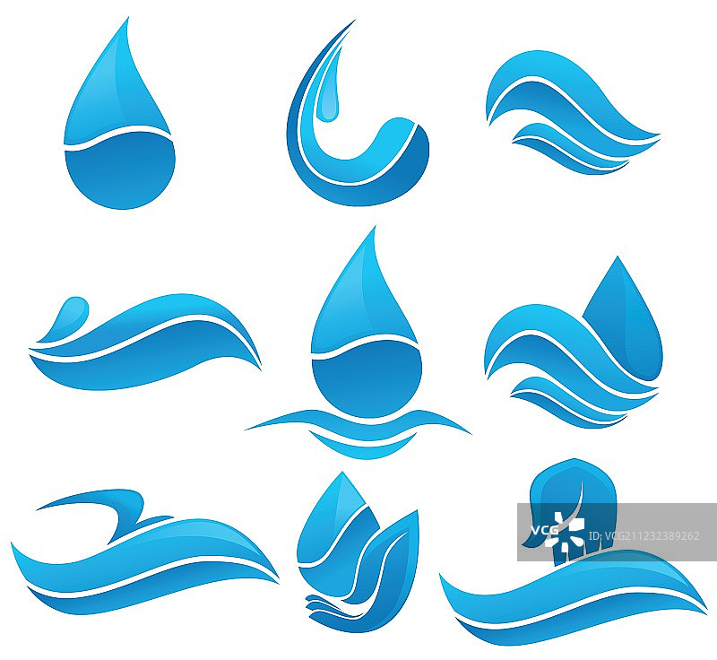 水设计元素标志和图标组合图片素材