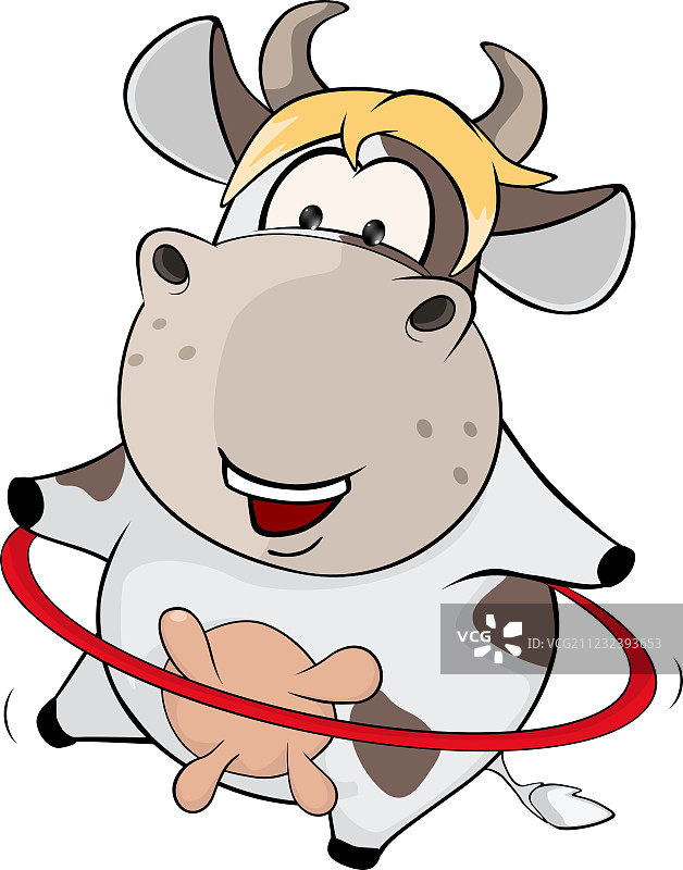 卡通小牛和呼啦圈图片素材
