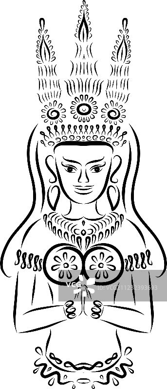 飞天女神黑色剪影设计图片素材