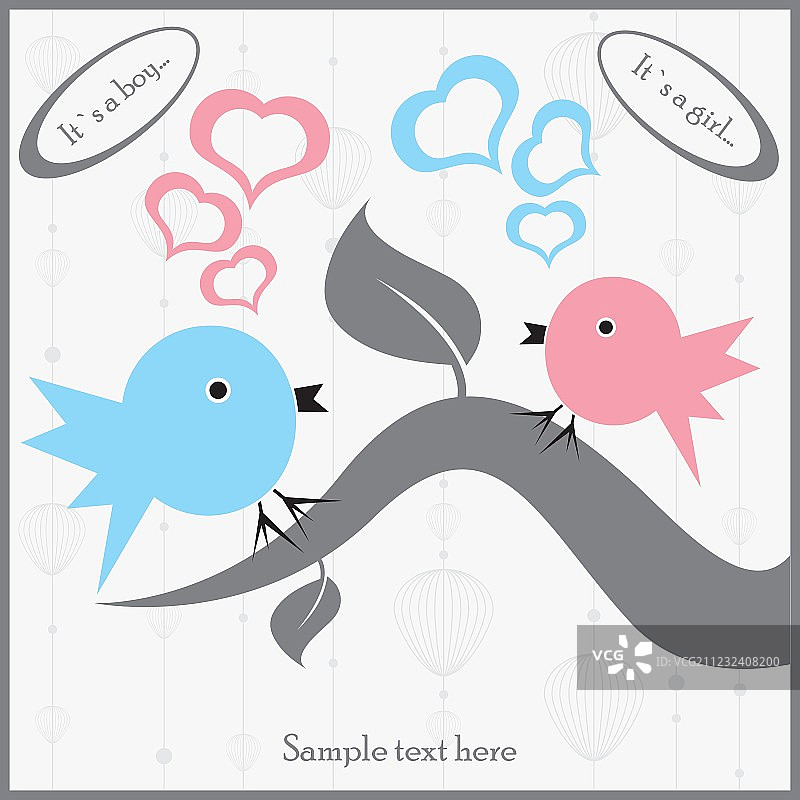 两只鸟栖息在树枝上图片素材