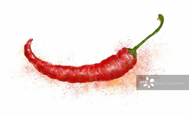 红色辣椒彩绘图片素材