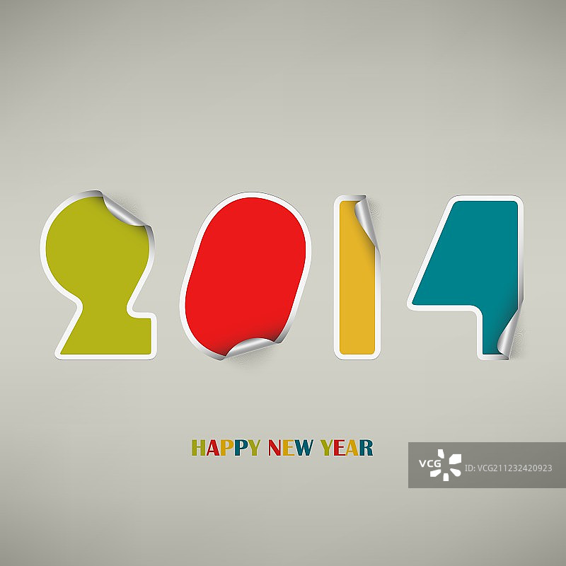 彩色贴纸新年祝福图片素材