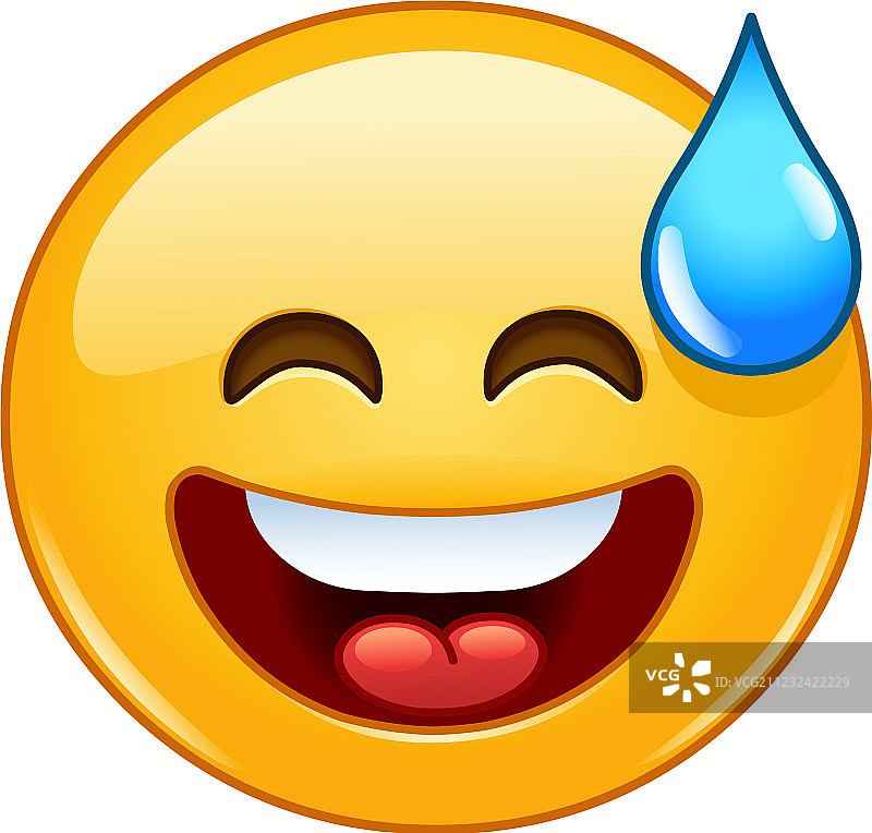 张嘴冒汗的微笑表情符号图片素材
