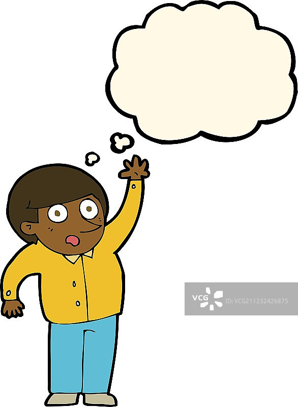 卡通男人带着思考泡泡提问图片素材
