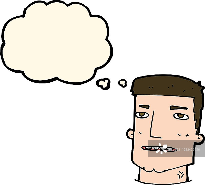 带有思考泡泡的卡通男性头像图片素材