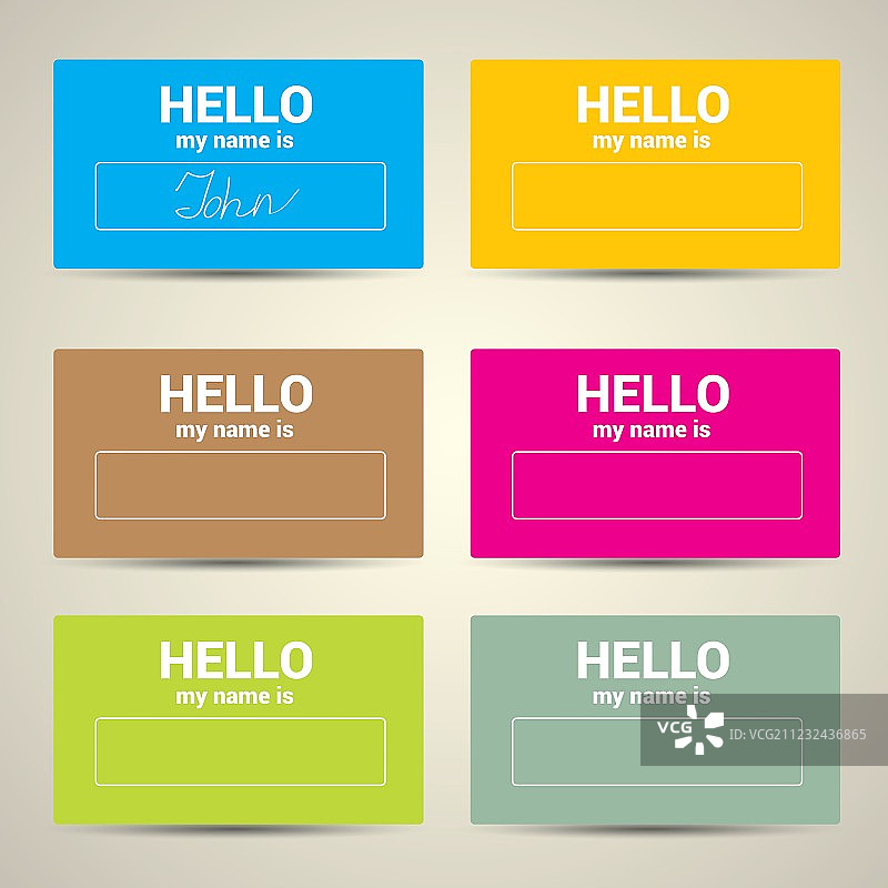 你好，我的名字是姓名标签套装图片素材