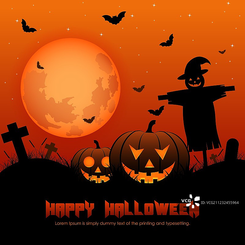 万圣节背景，含轮廓剪影图片素材