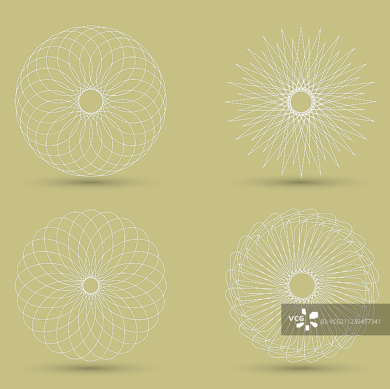 现代白色几何形状guilloche图片素材