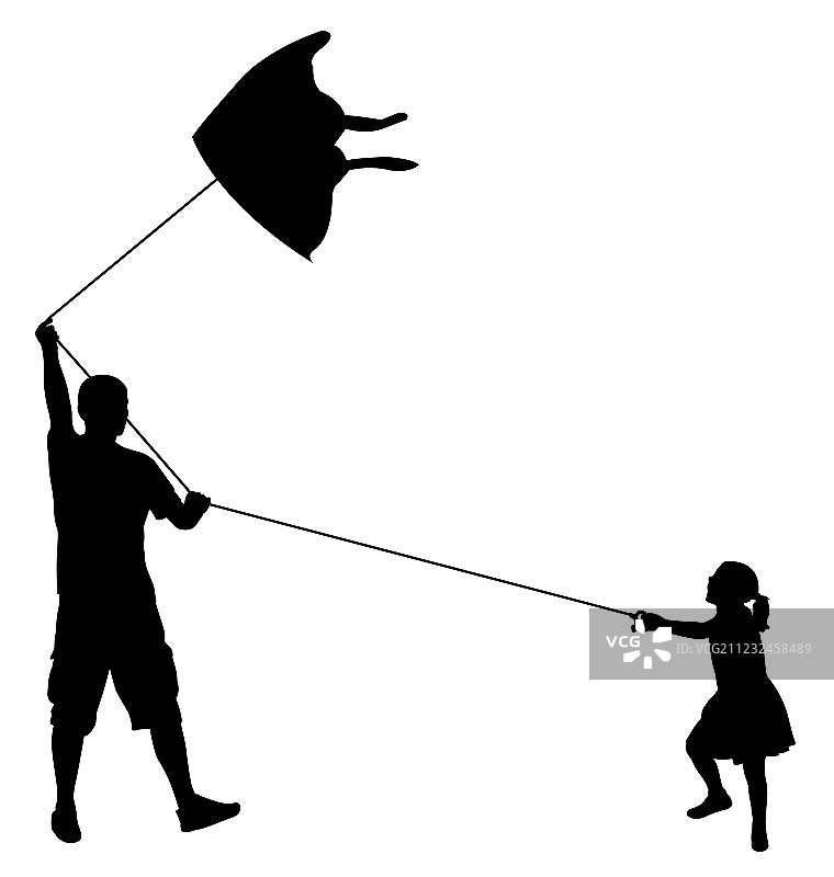 父女在玩风筝图片素材