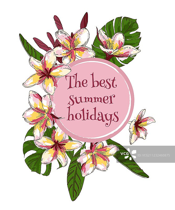 夏季手绘复古花卉卡片图片素材