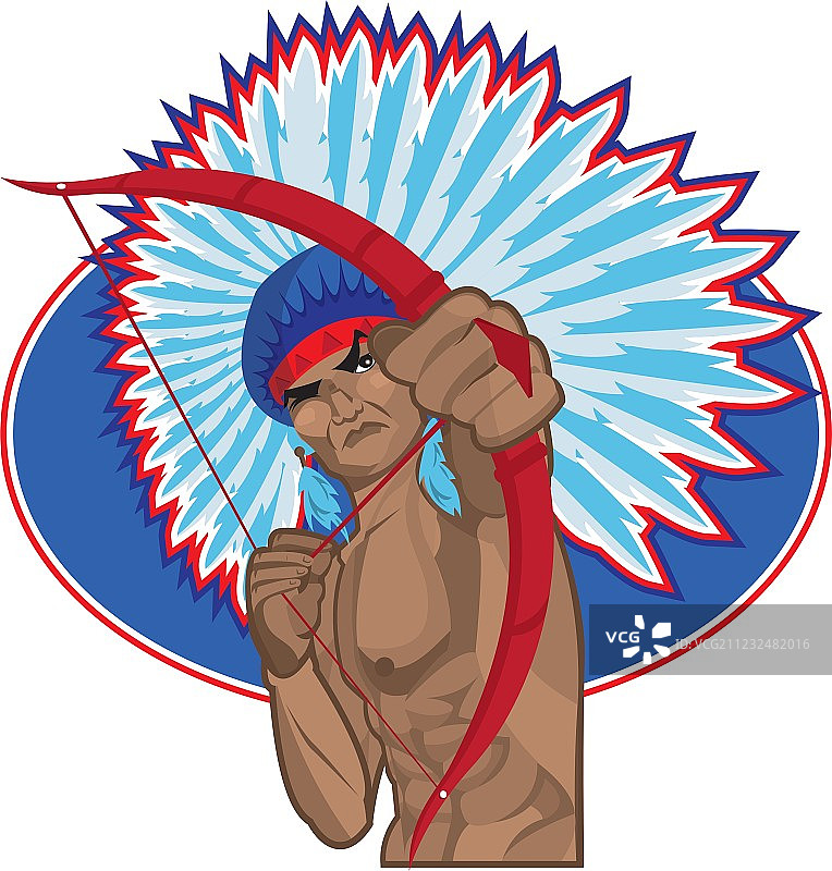 拿着弓的印第安红人图片素材