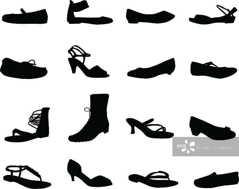 女士休闲鞋剪影图片素材