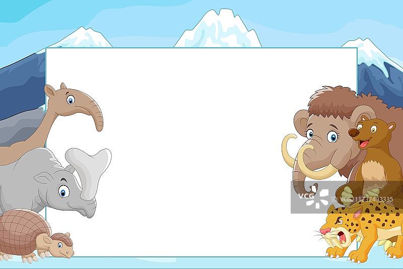 卡通动物与空白标牌合集图片素材