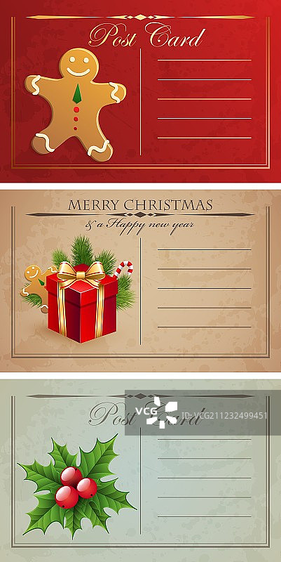 复古圣诞节明信片图片素材