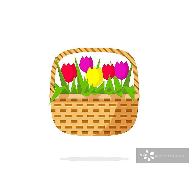 鲜花篮子图标，美丽花束图片素材