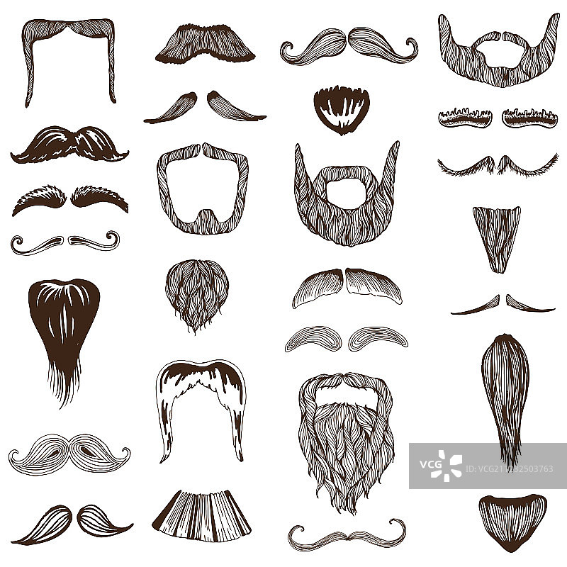 手绘小胡子套装图片素材