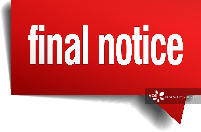 最终通知红色3D逼真纸质语音气泡图片素材