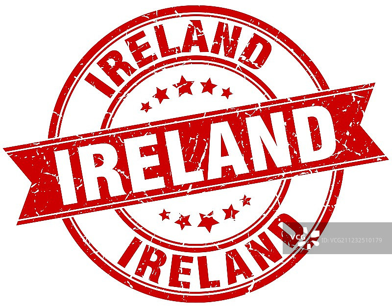 爱尔兰红色圆形复古缎带邮戳图片素材