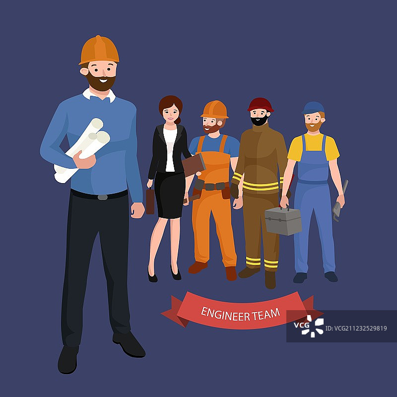 土木工程师、建筑师和建筑工人图片素材