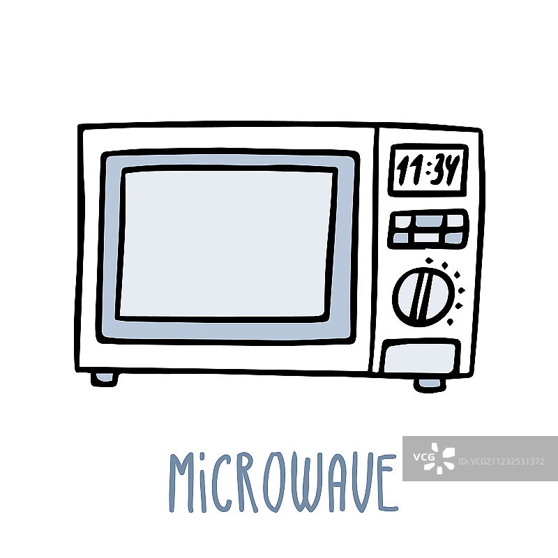 可爱的微波炉涂鸦草图图片素材