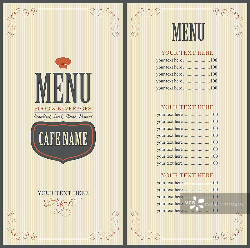带厨师帽的咖啡馆或餐厅菜单图片素材