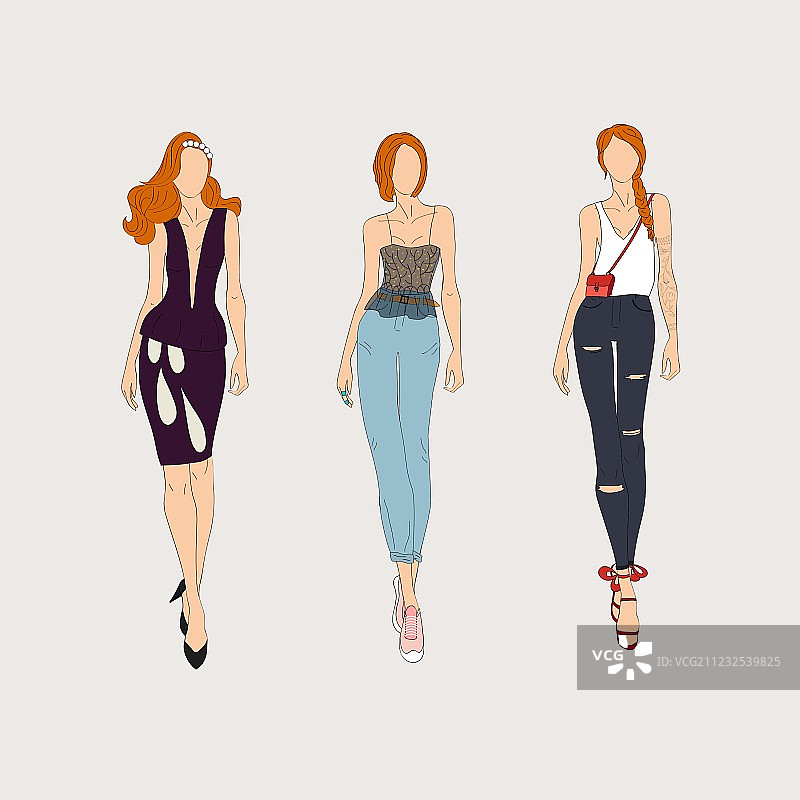 手绘时尚模特图片素材