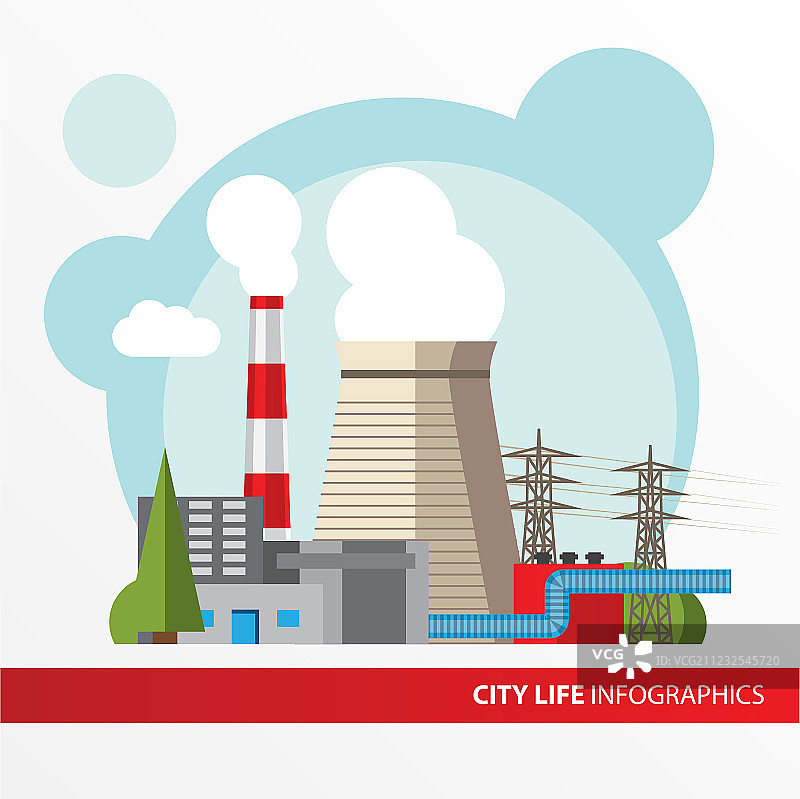 扁平风格的热电站图片素材