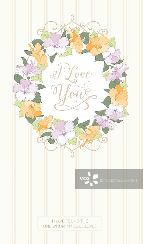 木槿花婚礼卡片图片素材