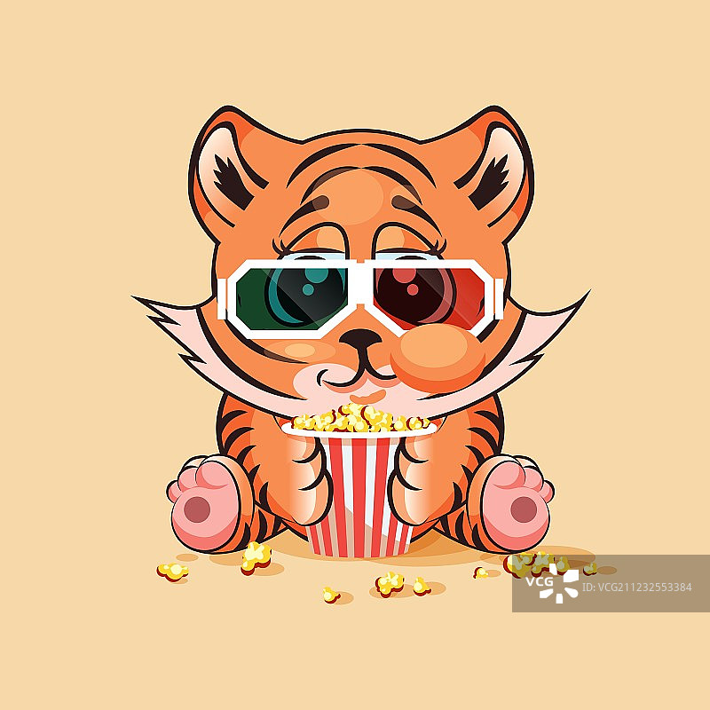 正在看电影的老虎幼崽图片素材