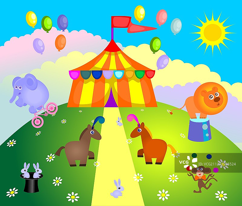 马戏团帐篷和动物图片素材